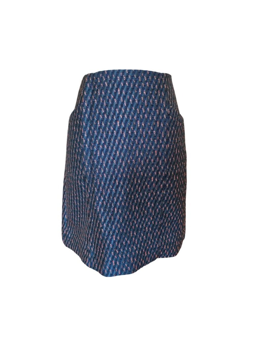 LOFT Blue Gold Metallic Jacquard Woven A-Line Mini Skirt Mid-Rise 8